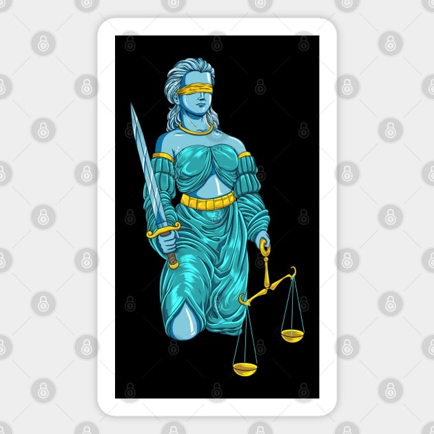 Drawing of the roman goddess Lady Justice Magnet by Modern Medieval Design